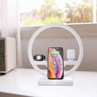 Amazon Fast Wireless Charging Qi Stand Desk Lamp 3 in 1 Wireless Charger for iPhone for Watch for Airpods Pro